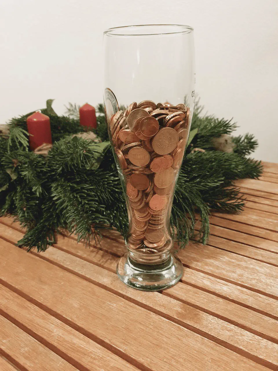 Image of the coins in a glass